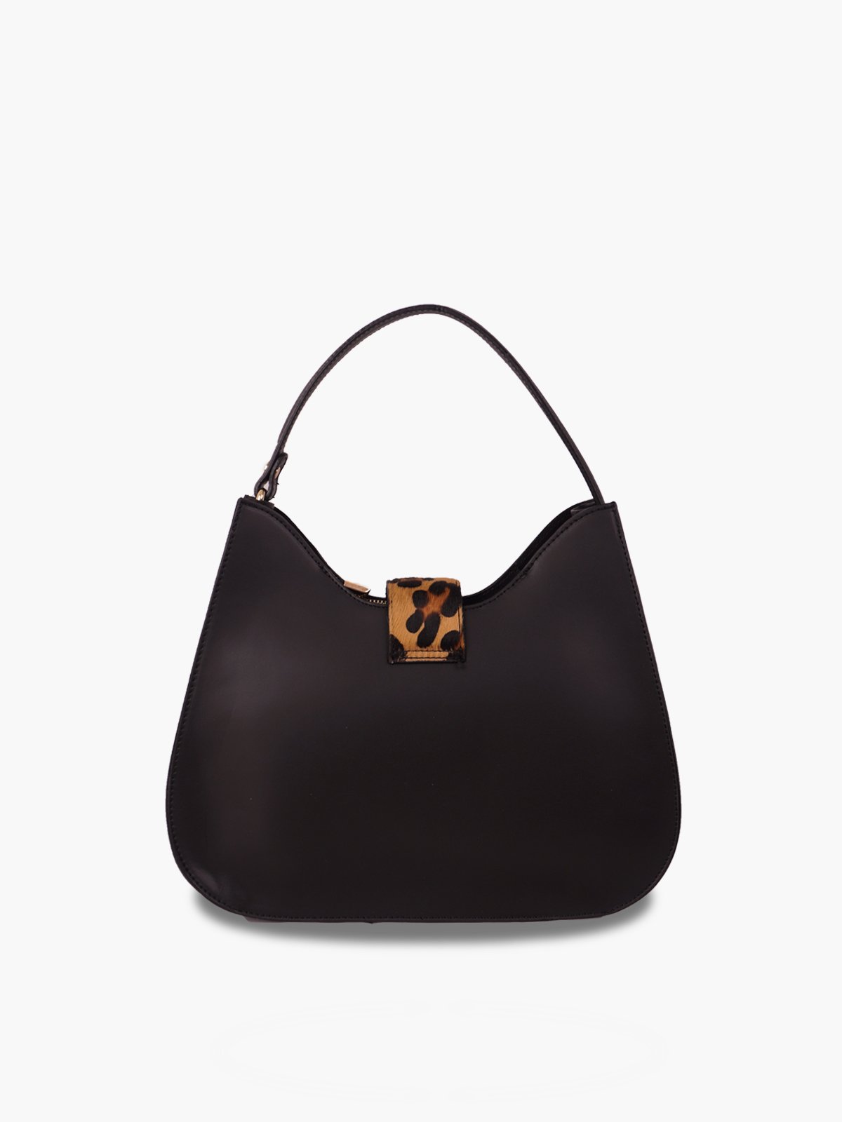 Bolso de Mano con Estampado Animal Print y Detalle Dorado