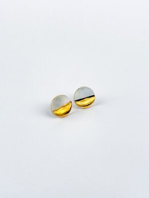Pendientes Medio Nacar Dorado Acero Inoxidable